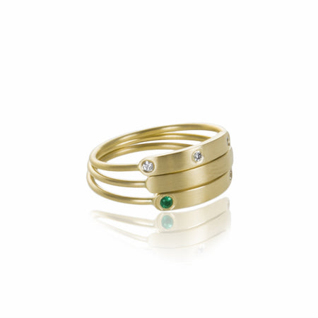 Mini • Signet • Gold • Emerald • Diamond