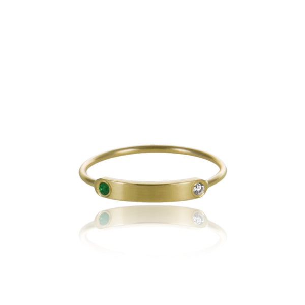 Mini • Signet • Gold • Emerald • Diamond